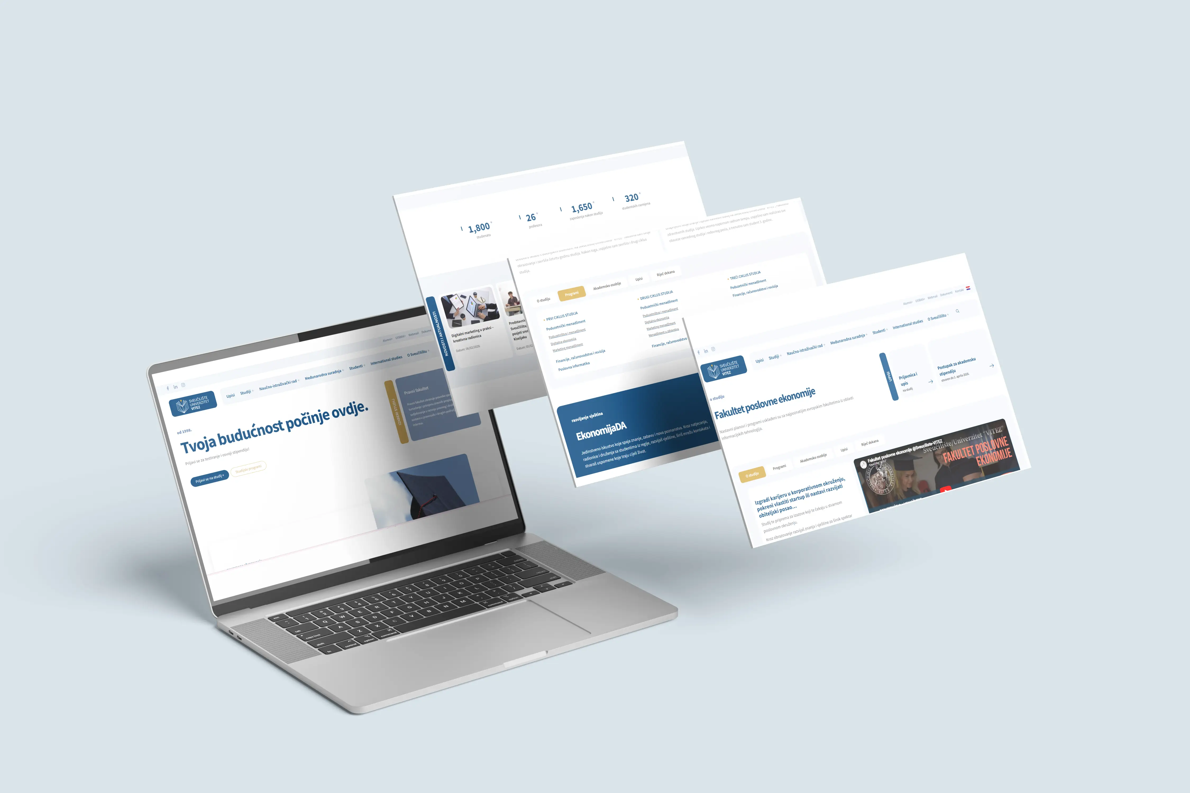 Sveučilište Univerzitet Vitez web stranica - pregled strukture sadržaja